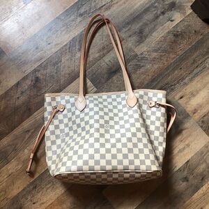 Checkered Tote Bag - Cream and Tan